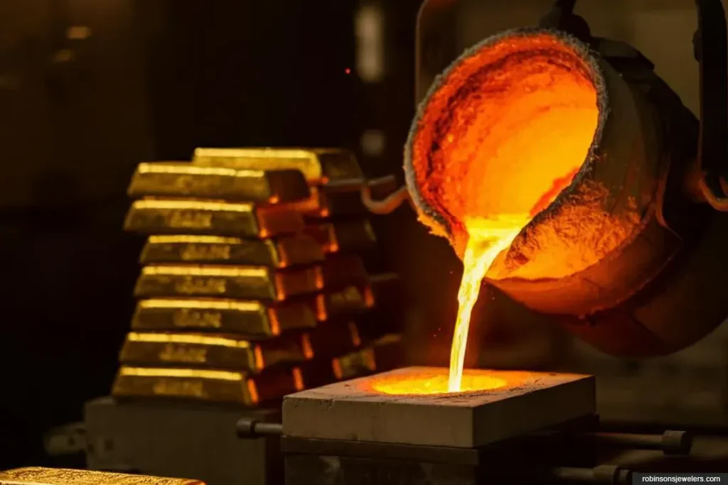 High-temperature gold smelting for premium bar production